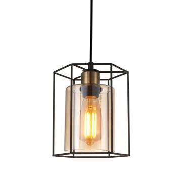 Italux KALULA PND-78901-1-BK+AMB Suspension lumineuse 1x40W/E27 IP20
