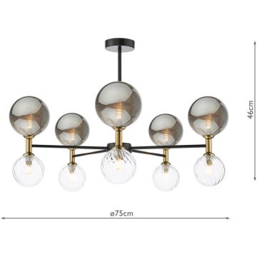 Dar Lighting Takara TAK2354-03-24 Plafondlamp 10x20w/g9 ip20